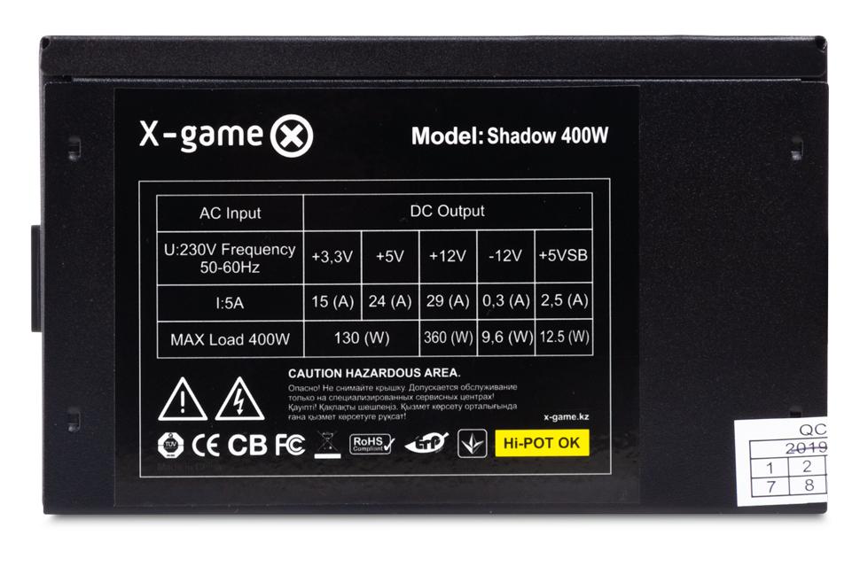 Блок питания X-Game, Shadow 400W, 400 Вт 